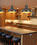 Farmhouse Pendant Lights Set For Kitchen Island Adjustable Rustic Industrial Hanging Lamps In Oil Rubbed Bronze Finish Vintage Gold Inner Shade For A Cool Dining Room Kitchen Bar Vibe Two Pack over kitchen island