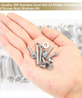 Badass 142 Piece Stainless Steel Screw Assortment Kit With Phillips Countersunk Head Machine Screws Matching Hex Nuts And Flat Washers Built Tough For Any Garage Upgrade On A Dime Today, shown in hand.