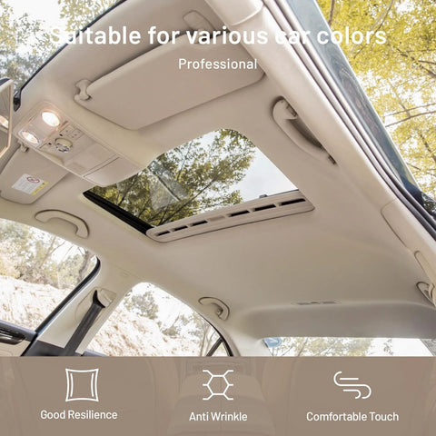 Babnecl suede auto headliner fabric, light gray microfiber velvet with foam backing; 96 in by 60 in for car roof.
