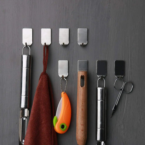 Ultra Strong Stainless Steel Adhesive Hooks For Wall Mounting Holds Hats Caps Keys And Kitchen Utensils Up To 5 Lb Waterproof Wall Rack