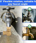 Effortless Flow Brass Hose Connector With 180 Degree And 360 Degree Swivel No Tangling Three Quarters Inch Water Hose Adapter LeakProof Spigot Fitting With Washers For Garden RV And Outdoor Irrigation on faucet