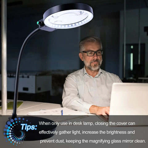 Man using Top Notch LED Magnifier With Light And Stand, 10X And 20X HD Lenses, adjustable gooseneck for reading at desk