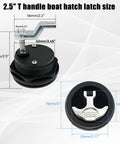 2.5" T handle beefed up durable boat hatch latch with keys flush mount cam latch replacement dimensions and view