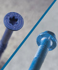 3/16 x 2-1/4 Inch Blue Climaseal Star Head Concrete Anchors, 75 Pcs with close-up view showing star recess design