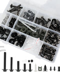 Universal Stainless Steel Motorcycle Fairing Bolt Kit With M5 And M6 Screws Windscreen Fasteners And Clips 195 Piece Set