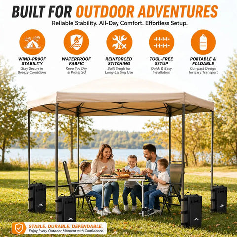 Heavy Duty Canopy Weights Set Of 4 220 Lb Water Weights For Pop Up Canopy Tent Gazebo Outdoor Use Keeps Your Shelter Steady In Wind 25L Per Bag Easy Fill For Beach Camping And Outdoor Parties securing a gazebo with people seated underneath outdoors