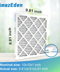 4 Pack 10x10x1 Air Filter MERV 8 For HVAC AC Furnace Pleated Replacement, exact size 9.81x9.81x0.81 inches, packaging shown