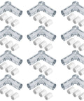 Three Way 90 Degree Pipe Cross Connector Clamps For One Half Inch EMT Conduit With PE Adapter Shims, Bolts And Nuts Included, 12 Sets