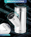 Hecka Solid Hvac Duct Splitter 6 By 6 By 4 Inch Galvanized Steel 3 Way Y Shaped Connector showing dimensions and design for airflow.