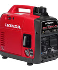 Honda EU2200i 2200 Watt Inverter Generator for Camping and Home Backup Power, red design with control panel visible