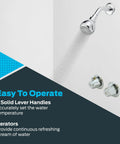 Shower with Multi Turn Chrome Shower Stall Valve One Half Inch IPS Brass Wall Mounted for easy water temperature control