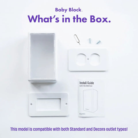 Locking Outlet Cover Box For Baby Proofing enclosed protector parts and install guide.
