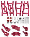 Red RC Car Parts Set For 1/10 Slash 2WD Front And Rear Suspension Arms, Caster Blocks, Steering Blocks, Rear Stub Axle Carriers