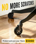 Office Chair Wheels Set Of 5 3 Inch All Black Casters 11x22mm on hardwood floor, no more scratches text above.