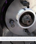 Close-up of Premium Hub Centric Rings 4 Pcs For Car Wheels 64 To 73 Mm Wheel Adapter Spacers aluminum alloy on wheel hub.