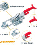 Two Pack Heavy Duty Toggle Clamps, 700 Lb Holding Capacity, Self Lock U Bolt With Anti Slip Handle, Adjustable Latch For Woodworking.