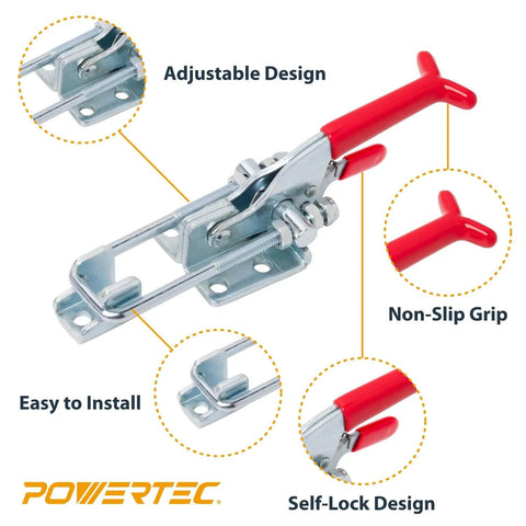 Two Pack Heavy Duty Toggle Clamps, 700 Lb Holding Capacity, Self Lock U Bolt With Anti Slip Handle, Adjustable Latch For Woodworking.