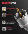 Detailed view of 12 Piece Tungsten Carbide Tipped Hole Saw Kit For Hard Metals 5/8 To 2-1/8 Inches 2/5 Inch Shank features