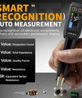 LCR ST1 10KHz LCR Meter With Tweezers Beast All In One SMD Tester in use displaying auto-recognition feature on HD screen