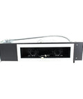 Rock Solid Dual MR16 Recessed Downlight With Smooth Square Flush Trim And Easy Install Setup, black frame with twin lamp brackets.