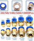 50Pcs Pneumatic Fitting Air Connector Set With 4mm, 6mm, 8mm, 10mm, And 12mm Hose Fittings And 1/8 Inch To 1/2 Inch Thread Quick Connectors For Air Tools, Garage DIY, And Plumbing Projects brass quick-connect fittings in multiple sizes