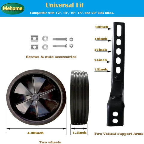 Heavy Duty Training Wheels For 12 14 16 18 20 Inch Kids Bikes, Universal Fit On Most Single Speed Bicycles, Easy Install