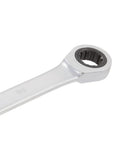 Close-up of a Hard Working 6 Piece Metric Double Box End Ratcheting Wrench Set With Universal Spline Heads And Slick Chrome Vanadium Finish.