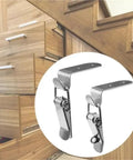 4 Pack 90 Degree Duck Mouth Hook Lock Hasp Set, Silver Metal Spring Latch Catch, used on wooden drawers and cabinets.