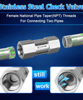 1/2 inch stainless steel spring check valve with NPT threads