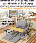 The Ultimate Electric Bed Lift Assist For Seniors To Get Up Easy With Silent Motor, Adjustable 2 Degrees To 80 Degrees, Max Load 330 Pounds, Extra Long 75 Inch Frame With Safety Guardrails For Total Comfort, shown with removable dining table.