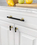 Matte Black and Gold Cabinet Pulls for Kitchen and Bathroom, 5 Inch Center to Center 128mm, 10 Pack Drawer Handles ZH0091
