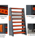 Beefy Heavy Duty Tool Holder Rack For Machining Shops And Garages With Eight Row CAT40 Organizer And Parts Box All Steel Construction