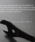 Close-up of Bike Cone Wrench Set 13mm To 19mm 7-Piece For Wheel Hub Axle Nut Install Remove Spanner, showcasing thin design.