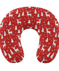 U Shaped Neck Pillow For Travel And Office Use Napping, Reusable Lightweight Multi Functional Pillow For Airplanes, Trains And Cars, Polyester Soft Comfort, Red Reindeer Christmas Theme pillow