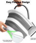 Collapsible 16L Mop Bucket, BPA Free Silicone And PP, shown being poured by handle, with focus on easy pour design