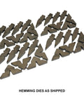 32-piece hemming dies as shipped, forming an 8 inch die for 12 and 20 ton finger brakes, unassembled, made in the USA