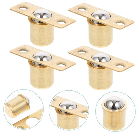 Pure Copper Door Ball Catch 16.5mm Pack Of 10 For Cabinets And Closets, showing four copper ball catches with close-up detail