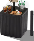 2-In-1 Umbrella Base And Side Table For Outdoor Patio, 16.54 Inch, Fillable 15 Gal base with drinks and snacks on top