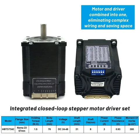 Integrated closed-loop stepper motor driver set, Nema 23, 57mm flange, HBT5756C for CNC machines
