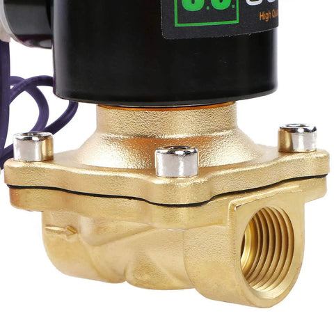 Heavy Duty Brass Electric Solenoid Valve 12V DC Normally Closed One Half Inch NPT With Viton Seal, corrosion resistant industrial grade
