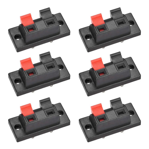 Six Pack 2 Way Speaker Spring Terminal Clips Connectors WP2-10 Push Release Test Clips for Quick Wire Hookups Solid Connection
