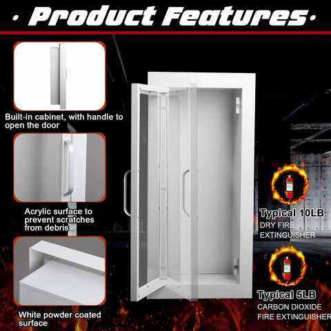 2 Pack Semi Recessed Fire Extinguisher Cabinet, Heavy Duty Steel Wall Mount With Magnetic Door And Acrylic Window, 2.5 Inch Trim