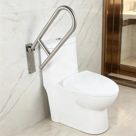 Foldable 24 Inch Stainless Steel Grab Bar For Toilet And Shower Wall Mounted Safety Bar installed beside toilet