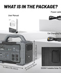 Package contents of 1800W Solar Generator With 3600W Surge On The Go 200W Panel 1024Wh LiFePO4 Portable Power Station Kit