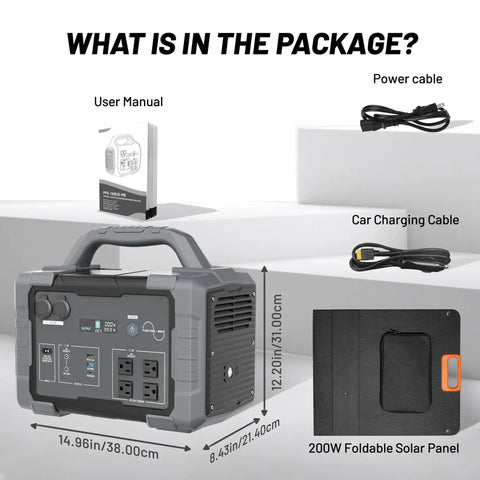Package contents of 1800W Solar Generator With 3600W Surge On The Go 200W Panel 1024Wh LiFePO4 Portable Power Station Kit