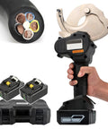 Rechargeable Ratchet Cable Cutter For Copper And Aluminum Cables Up To 75 Millimeters with accessories and cable sample