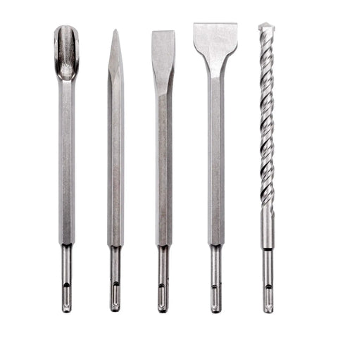 Heavy Duty SDS Plus Masonry Drill Bit Set 17 PC Carbide Tipped Four Flute Bits For Impact Rotary Hammers Concrete Brick Stone with chisels
