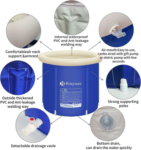 Outdoor Portable Ice Bath Tub For Athletes Cold Water Therapy Recovery Tub with drainage and inflatable support details