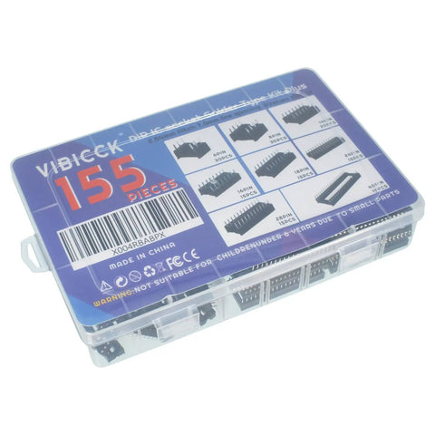 Storage box containing 155 Piece Dip IC Socket Kit With 2.54mm Pitch Solder Type Adapters In Eight Sizes
