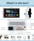 What's in the box for 7 Inch Double Din Car Stereo With Touchscreen Backup Camera Bluetooth Hands Free Calling Mirror Link FM MP3 MP4 USB Aux Input Subwoofer Ready High Definition Multimedia Receiver For Car Audio.
